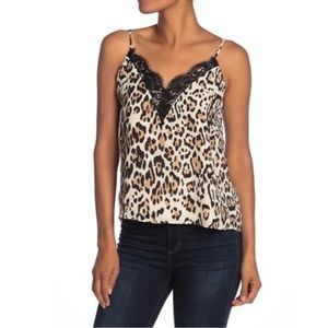 Socialite Brown Leopard Spaghetti Strap Camisole Lace Sleeveless Women Size M